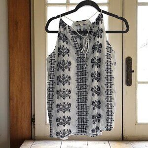 Loft‎ White  & Navy Halter Top Size Small